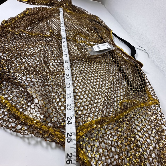 Free People Sparks Fly Sequin Top in Olive Tapenade size Medium NWT - Picture 4 of 9